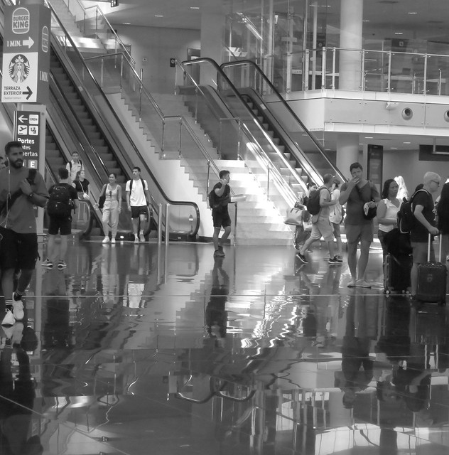 Reflected stairs, Barcelona airport