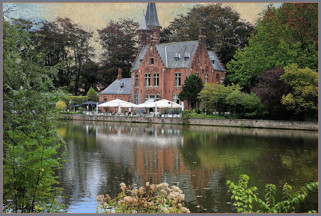 Minnewater ou lac d'amour,  Bruges, Flandre Occidentale, Belgique