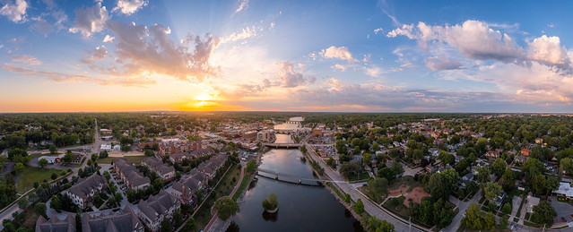 St. Charles, Illinois | Sunset Drone Panorama