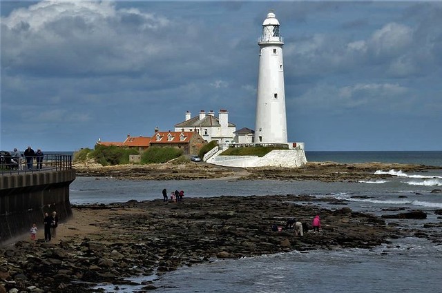 St. Mary's Lighthouse, Bait Island, North Tyneside, Tyne & Wear, England.