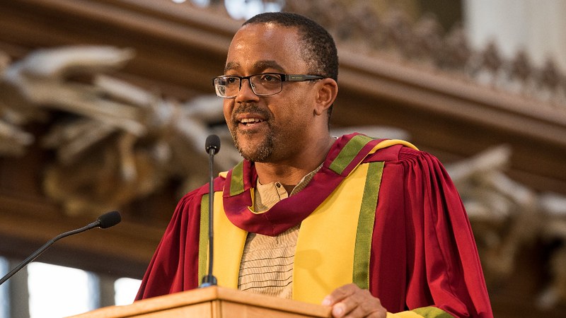 Photograph of Professor Kehinde Andrews on receiving his honorary degree