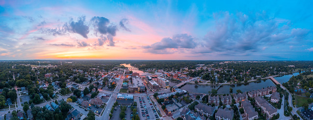 St. Charles, Illinois | Blue Hour Drone Panorama