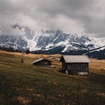 Alpine meadows and cloudy mountains