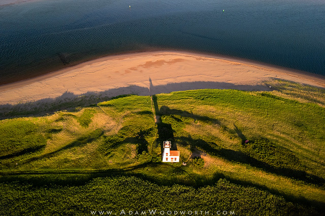 Golden Hour Aerial at New London Lighthouse