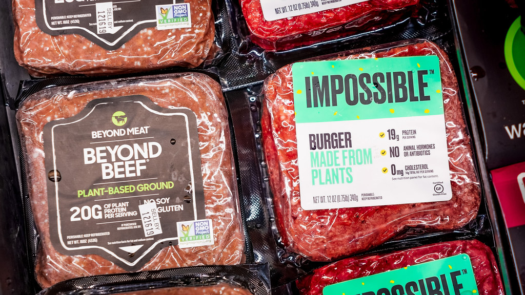 Plant-based meat - beyond beef and impossible burger 'meats'.