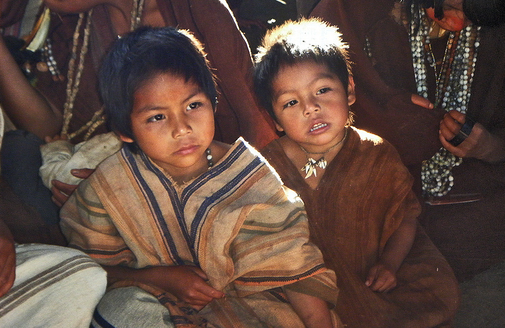 Niños en la asamblea de su comunidad Tipeshiari (Perú)