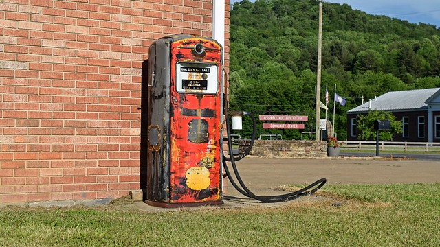 Vintage gas pump at McDowell Volunteer Fire Department