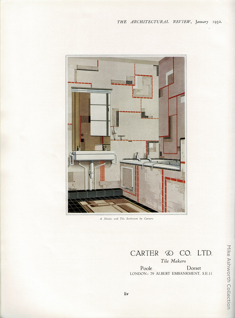 Mosaic & Tile Bathroom : advert issued by Carter & Co. Ltd., Poole, Dorset, UK : in Architectural Review, June 1933