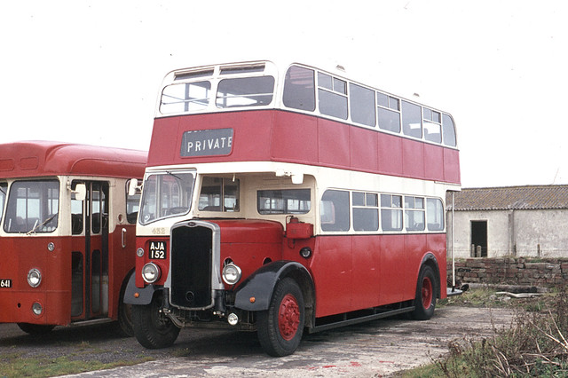 ( Preserved Bus ) . North Western Road Car Co . 432 AJA152 . Solva Airfield , West Wales . Sunday morning 05th-October-1975