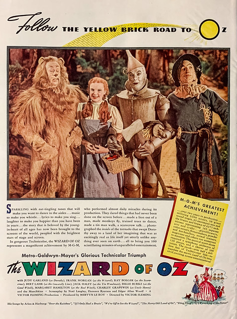 “The Wizard of Oz” (MGM, 1939).  Full-page magazine ad.