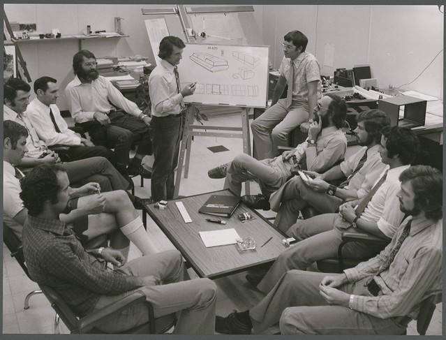 Product development and design discussion panel, Varian Techtron, 679 Springvale Road, Mulgrave, 1974