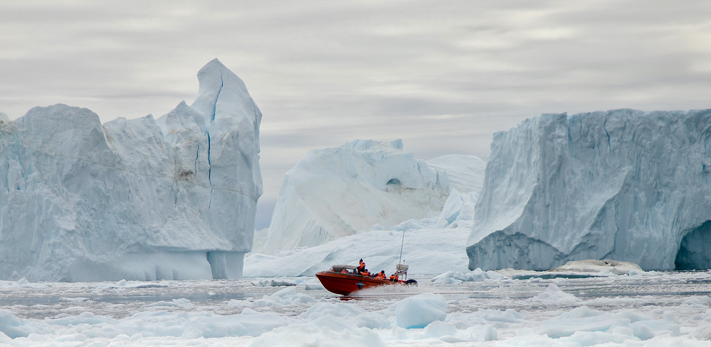 Racing through Icebergs at Ilulissat in Greenland