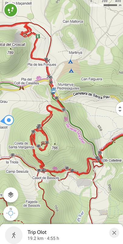 GPS Track - Walking from Santa Pau to Olot, Garrotxa, Girona, Catalunya