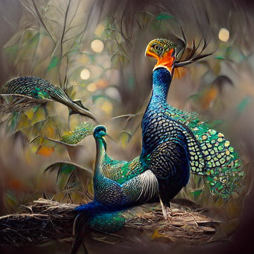 'an oil painting of a peacock by Wu Hong and Eve Ryder' CLIP Prior + VQGAN (MSE method)