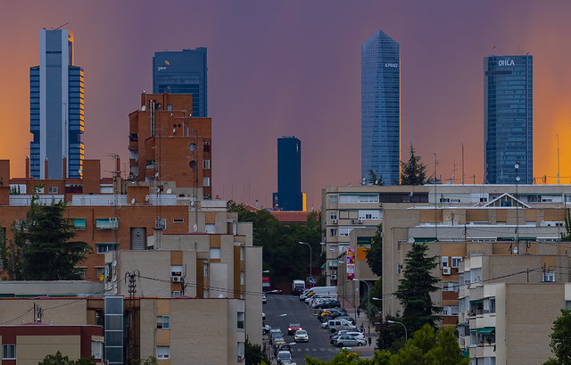 Stormy sunset over Madrid, Spain