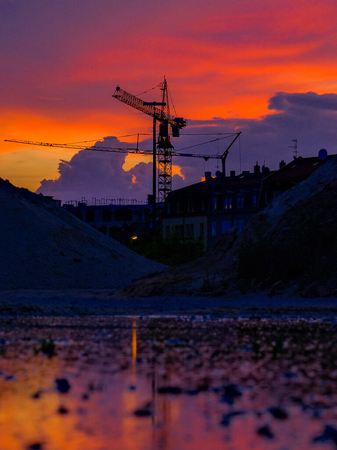 Sunset at the construction side