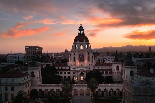 pasadena california unitedstates city hall sunset clouds night