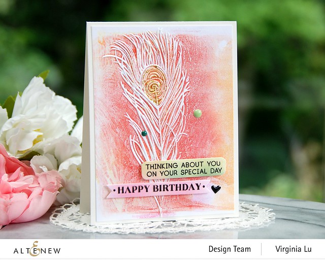 Altenew-One-Go Birthday Greetings Die & Stamp Bundle-Floating Feather 3D Embossing Folder