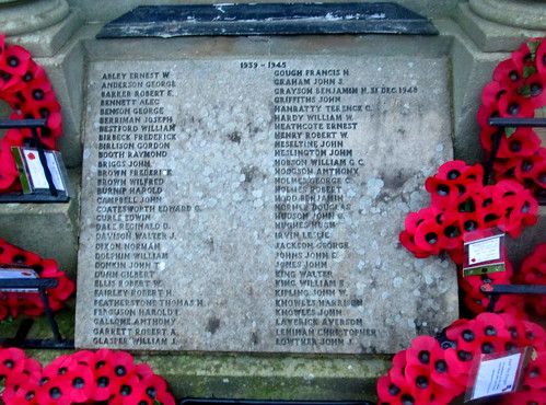 Spennymoor War Memorial Second World War Names