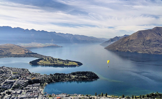 Hang gliding above Queenstown