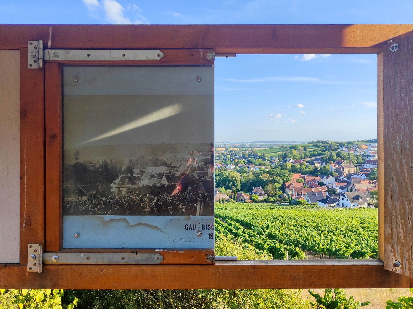 Vergleichsfenster über Gau-Bischofsheim: 1881 und heute (BergHoch4)