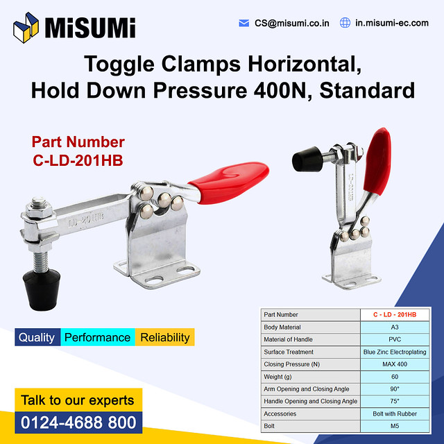 MISUMI Toggle Clamps Horizontal, Hold Down Pressure 400N, Standard, C-LD-201HB