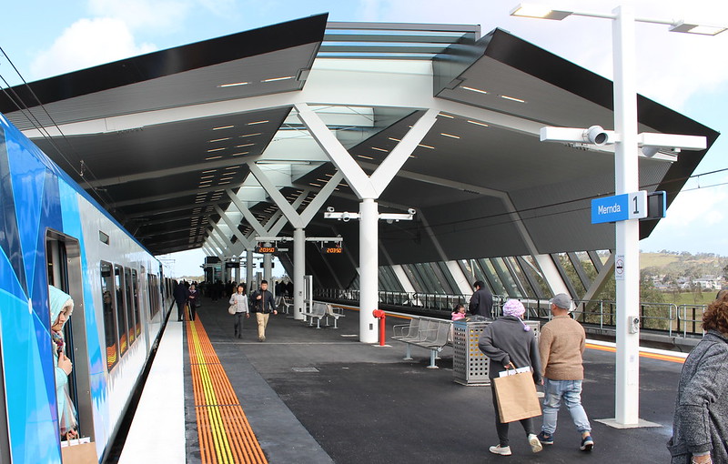 Mernda station during community day in 2019, just before opening