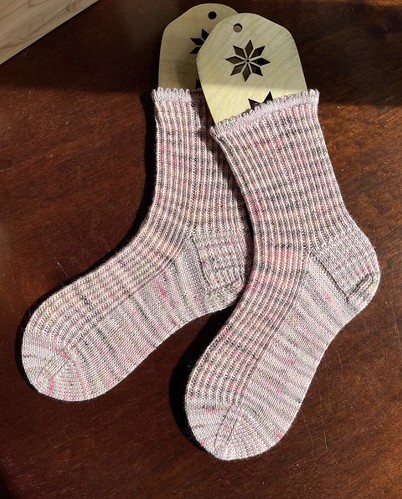 These are Sonia (Soniabknits)’s version of the Marta Socks by Vanessa Pellisa (@vanessapellisa)