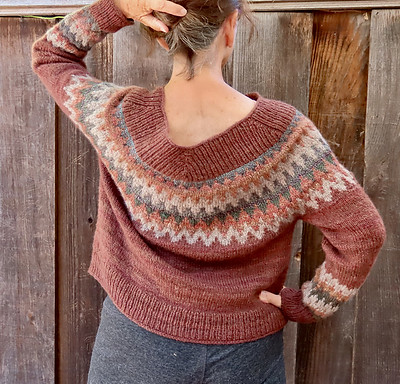 Anne (anne1k) knit her Easy V knit hers using her stash of hand spun!