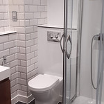 Modern en suite with shower, sink and toilet