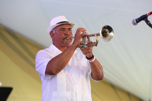 Wendell Brunious with Louis Armstrong's All Stars Tribute with Charlie Halloran at Satchmo SummerFest 8.6.22. Photo by Michele Goldfarb.