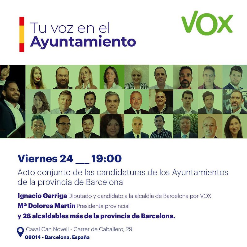 FOTOGRAFÍA. BARCELONA (ESPAÑA), 24.05.2019. Mitin de cierre de campaña de VOX con sus 28 alcaldables por la provincia de Barcelona. Ñ Pueblo (2)