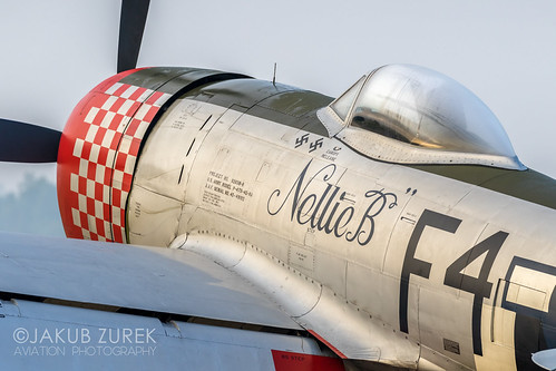 Nellie B by JZ Aviation Photography, An early morning at Duxford, with Nellie B's fuselage glistening in the sunrise. p47thunderboltnelli