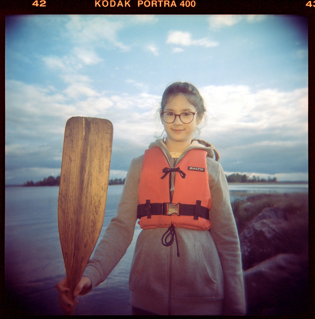 Portrait with old paddle
