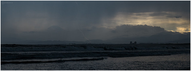 Lightning storm & Mount Fuji, from Enoshima