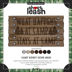 .:Short Leash:. Camp Kinky Bunk Sign