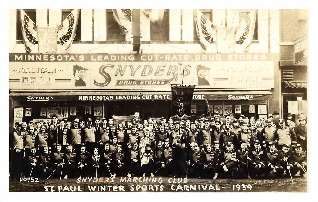 Old Saint Paul Minnesota Postcard Collection - Snyder's Drug Stores Marching Club In The 1939 St. Paul Winter Sport Carnival