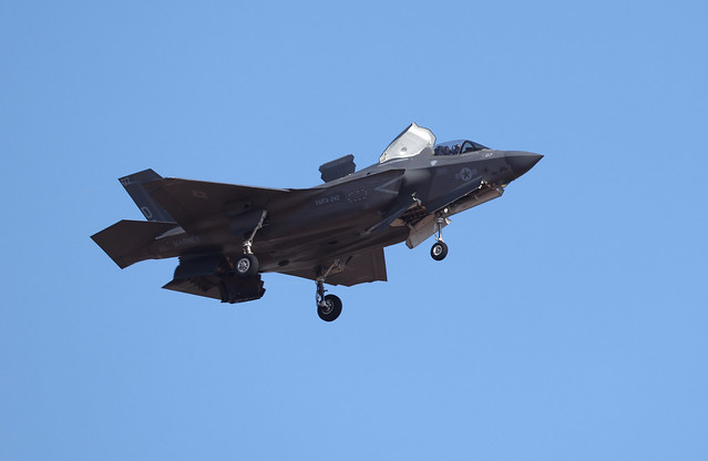 United States Marines F-35B Lightning II on approach to RAAF Base Darwin for Pitch Black Exercise 2022, Northern Territory, Australia.