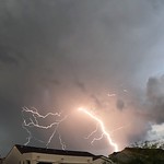 11. August 2022 - 9:56 - This daylight strike occurred at 7PM on 8/10 and was less than 1000 feet away.  It was captured using GoPro 10 240fps video.  20 frames were used by stacking and lightning it with Photoshop.
