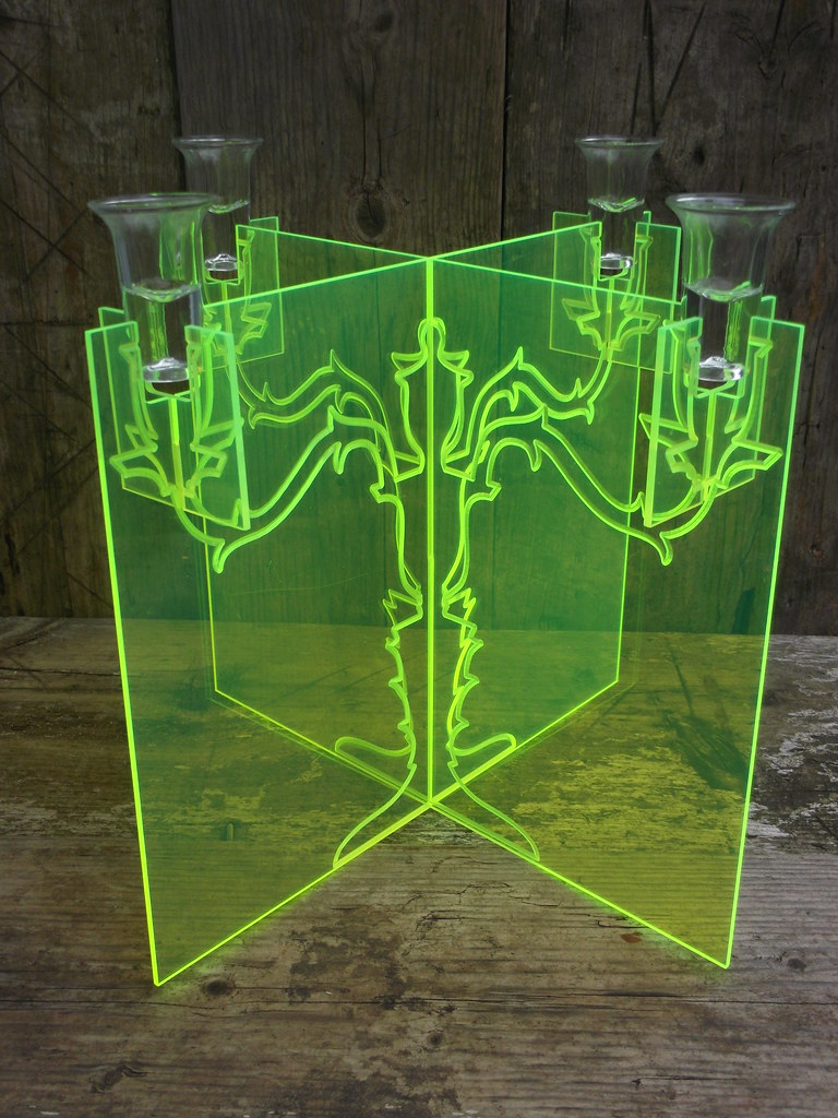 Acid Green Acrylic Perspex  Innermost Ghost Candelabra Designed By Jon Russell