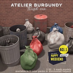 Atelier Burgundy . Trash Can HW