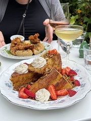 Corn Bread French Toast with apple-sorghum syrup + fresh fruit