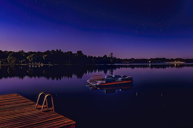 night time by the lake