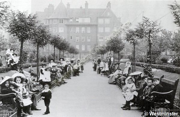 Residents of the Millbank Estate in the garden