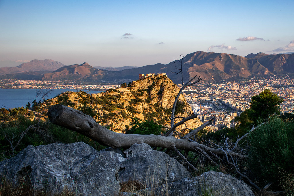 At sunset, view of Palermo from Monte Pellegrino
