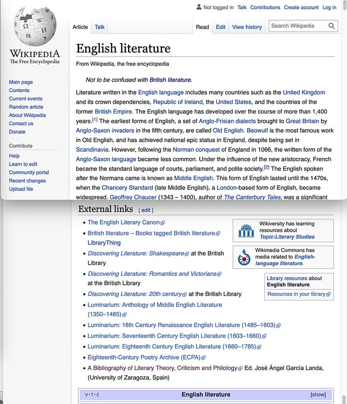 En la Wikipedia (English Literature)