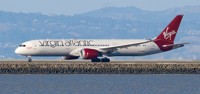 Virgin Atlantic Boeing 787 -9 G-VOWS - Maid Marian, beacon on, departing SFO L1080324