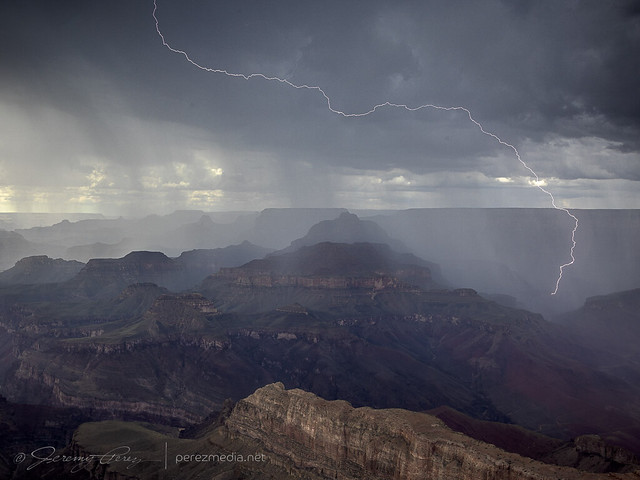 11 August 2022 — Grand Canyon National Park, Arizona, USA — Canyon lightning