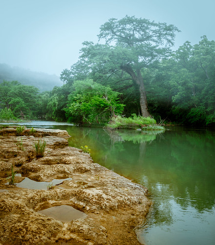 comalcounty guadaluperiver other riverchase texas fog landscape mist riverpark rocks scenic tree water
