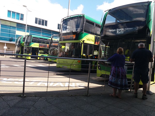 Heading towards Newport Bus Stations' Stand B is Southern Vectis 1148 (HW09 BCK) an N270UD Scania OmniCity on route 38